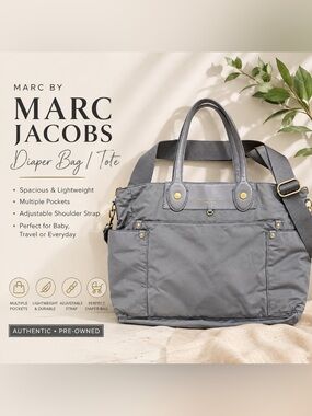 Marc Jacobs Gray Nylon Tote with Gold-Tone Accents
